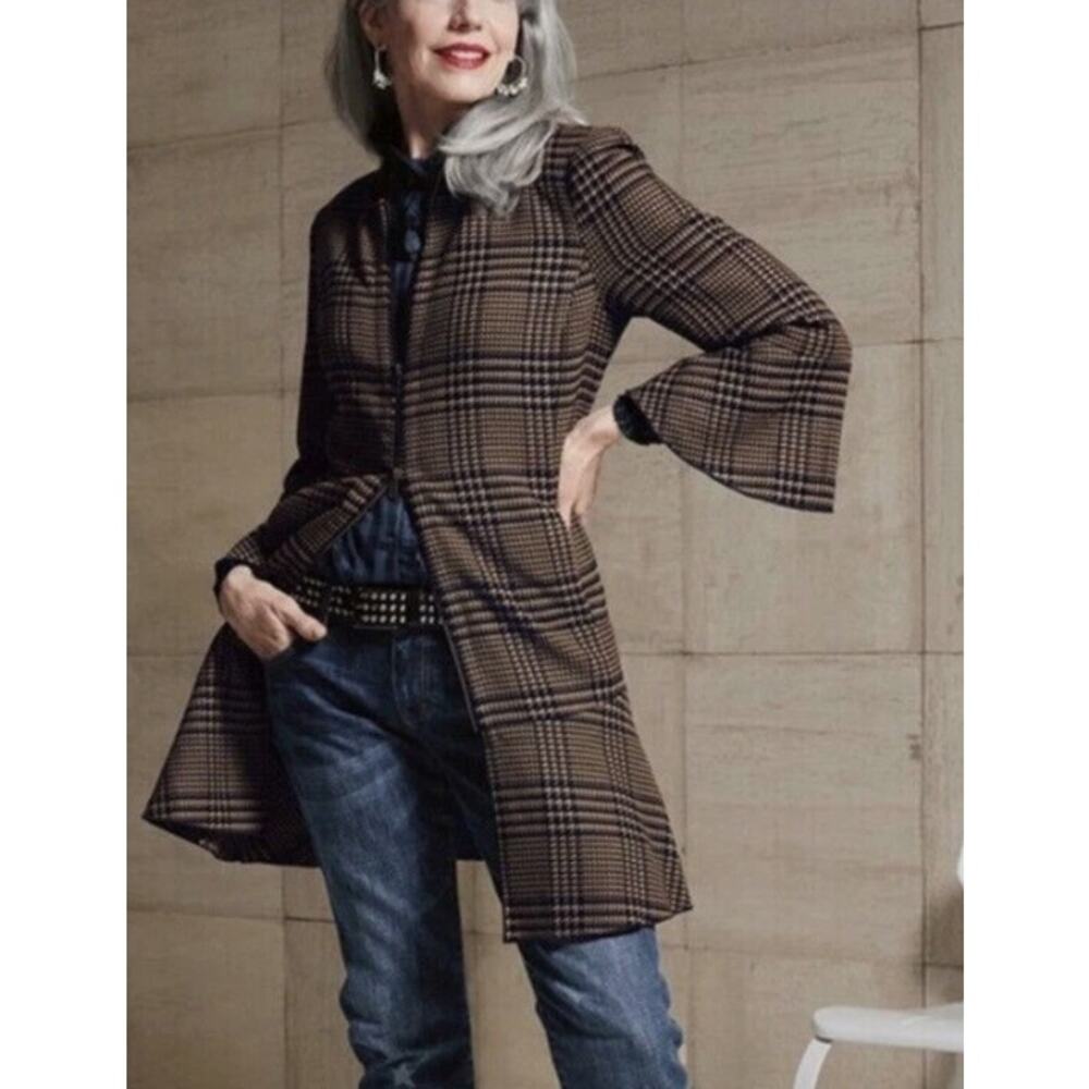 Cabi Tartan Plaid Flounce Jacket Size Small.